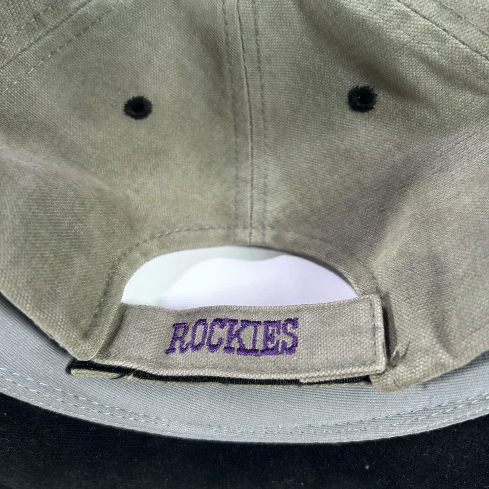 VTG Colorado Rockies Strapback Hat MLB Baseball Signatures Beige Black Cap